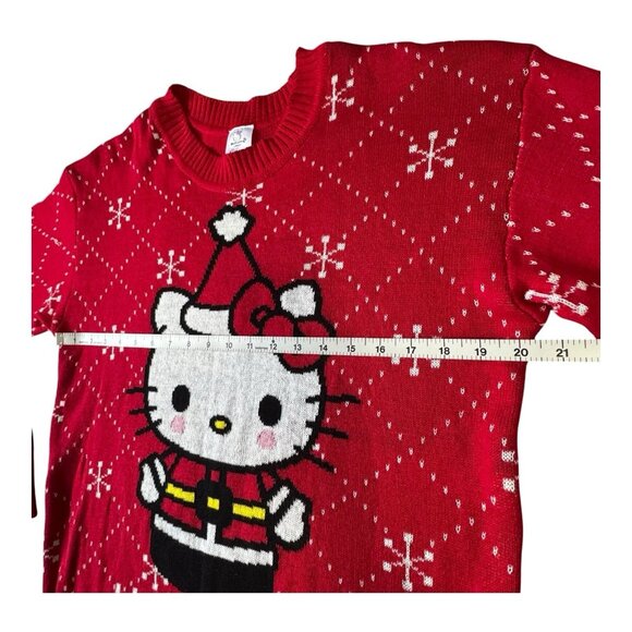 Hello Kitty Christmas Sweater Santa Red L Hybrid Apparel Holiday Knit Preowned - Picture 7 of 8